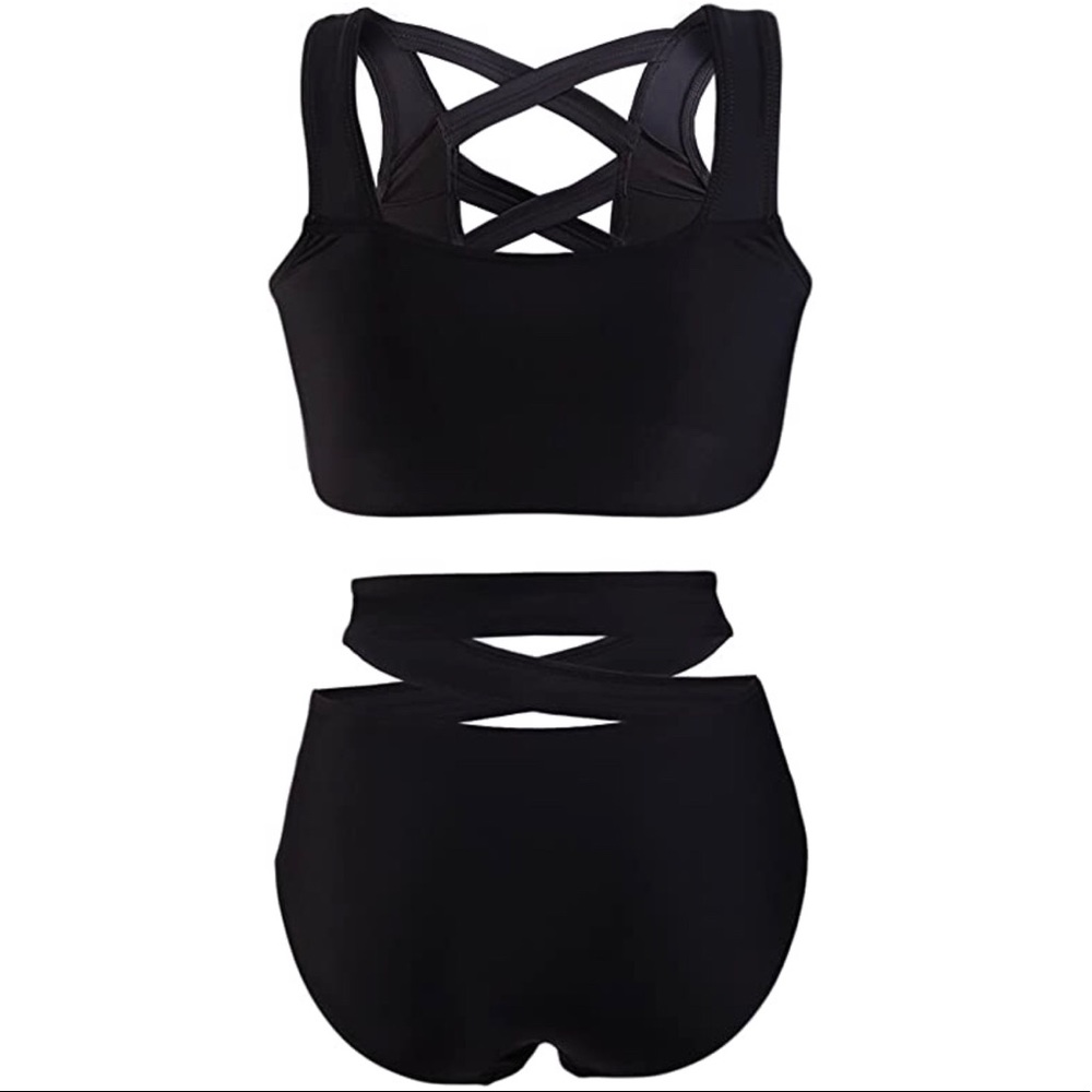 🎉2X HP!🎉 Black Criss-Cross Bra Bikini Suit - Picture 3 of 4